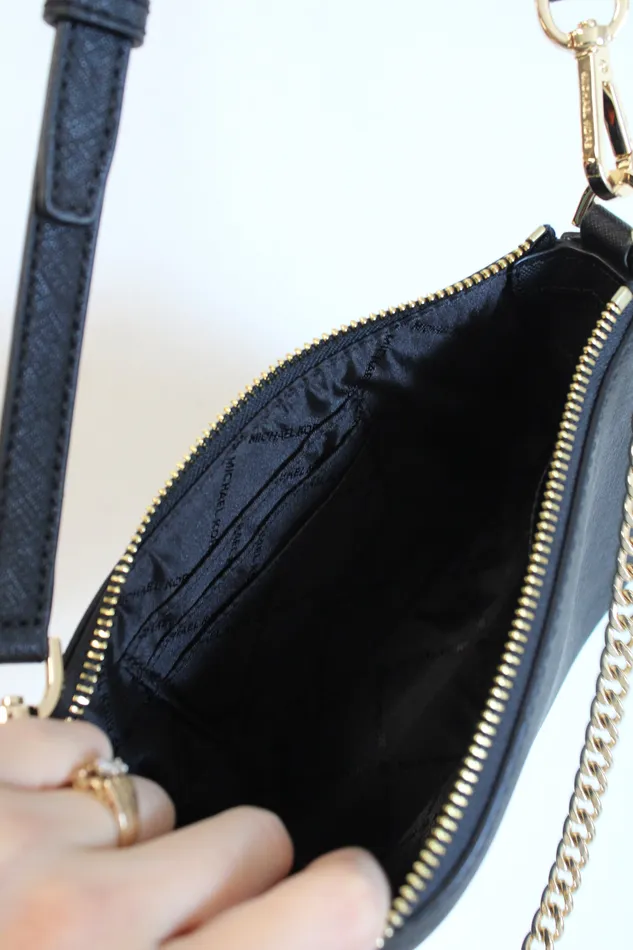 Michael Kors Jet Set Black Medium Saffiano Leather Crossbody Bag Michael Kors Rings
