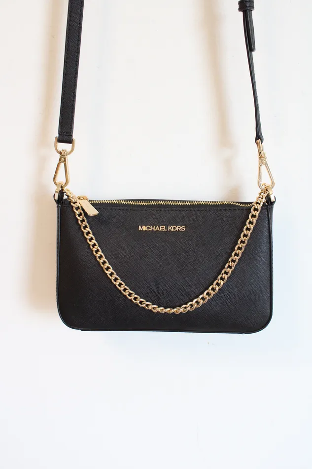 Michael Kors Jet Set Black Medium Saffiano Leather Crossbody Bag Michael Kors Rings