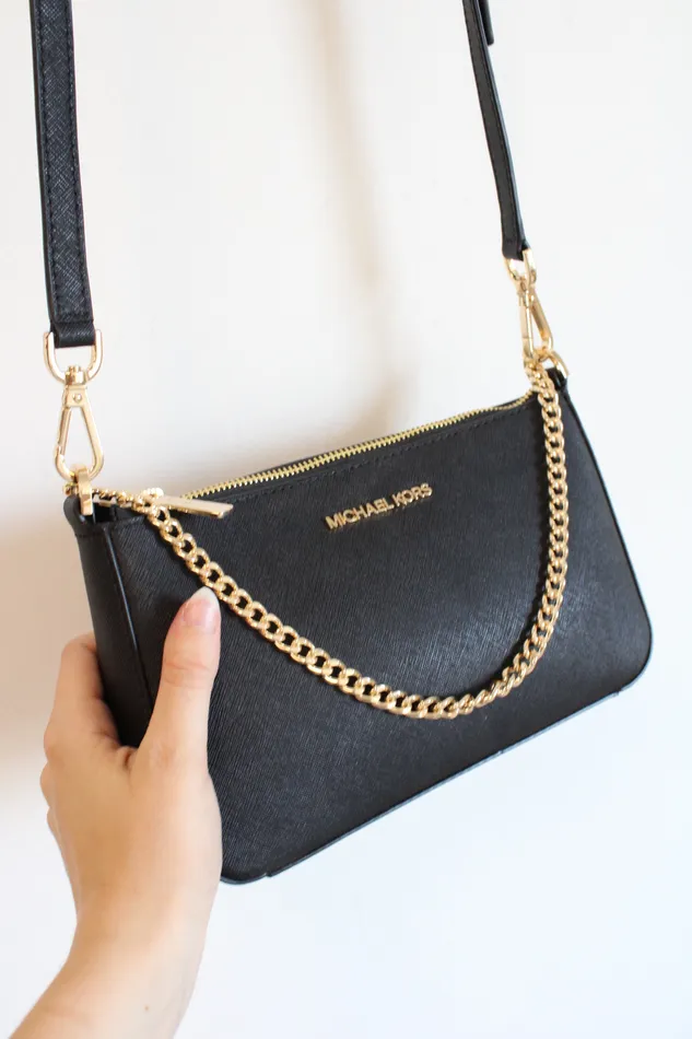 Michael Kors Jet Set Black Medium Saffiano Leather Crossbody Bag Michael Kors Rings
