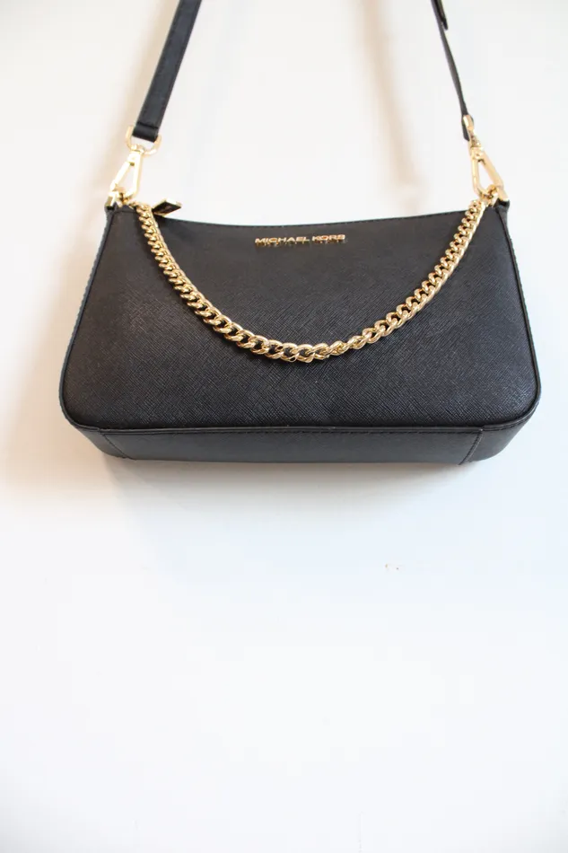 Michael Kors Jet Set Black Medium Saffiano Leather Crossbody Bag Michael Kors Rings