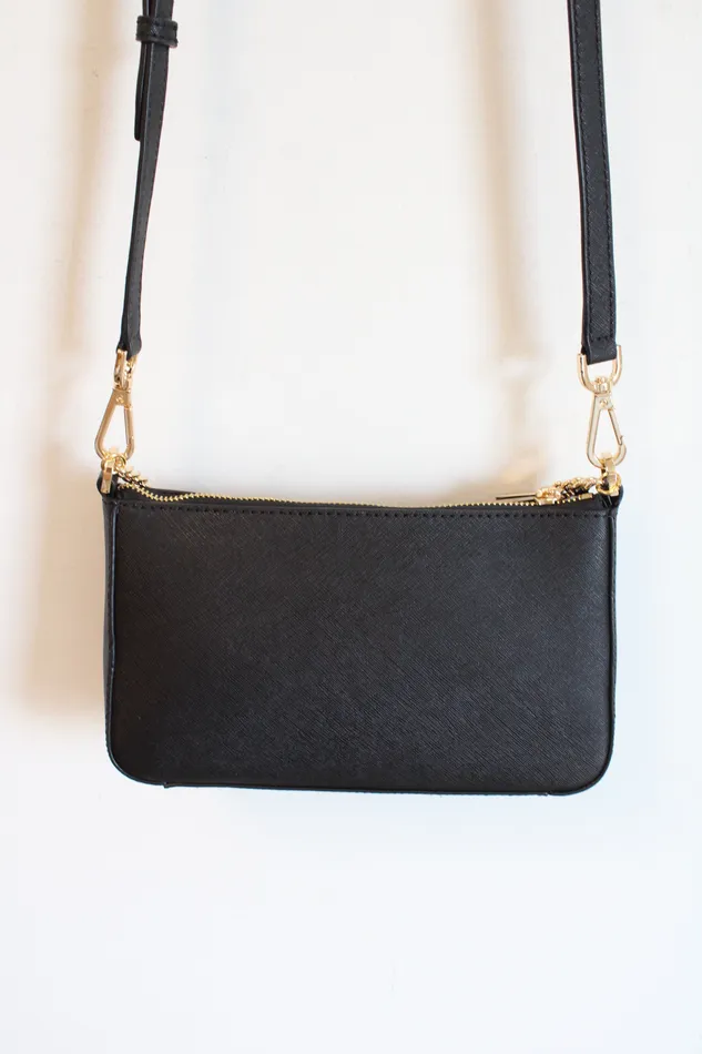 Michael Kors Jet Set Black Medium Saffiano Leather Crossbody Bag Michael Kors Rings