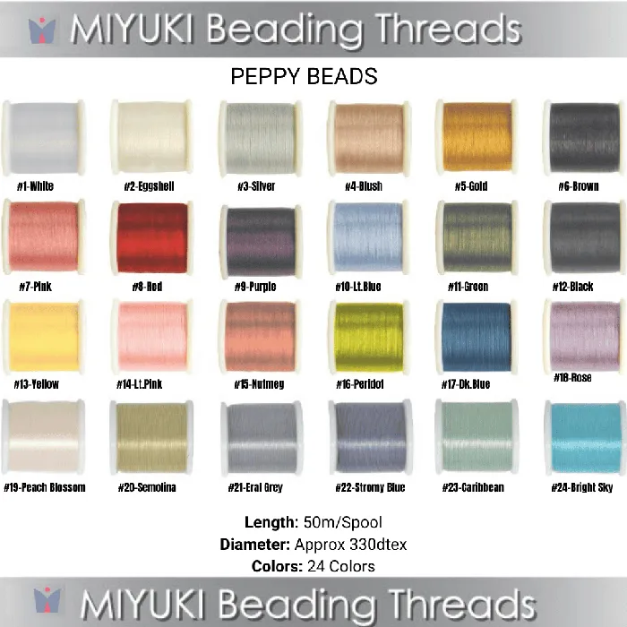 Miyuki Beading Thread Set24 Colors50 Meter Spools All in One SET Peppy Beads Earrings Miyuki Beading Thread Set24 Colors50 Meter Spools All in One SET Peppy Beads Earrings