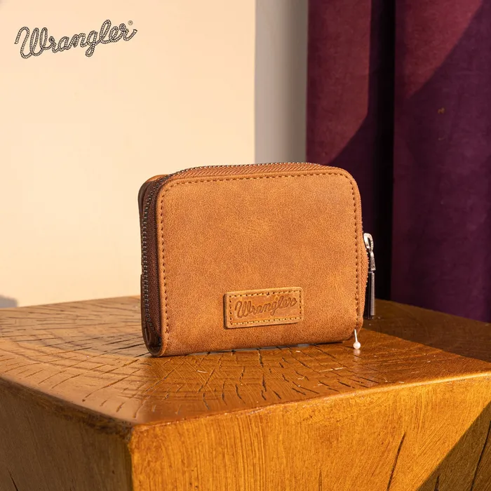 MONTANA WEST Earrings Wrangler Western Tooled BiFold Wallet Brown