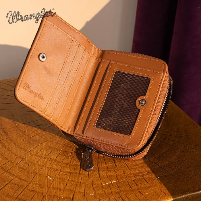 MONTANA WEST Earrings Wrangler Western Tooled BiFold Wallet Brown