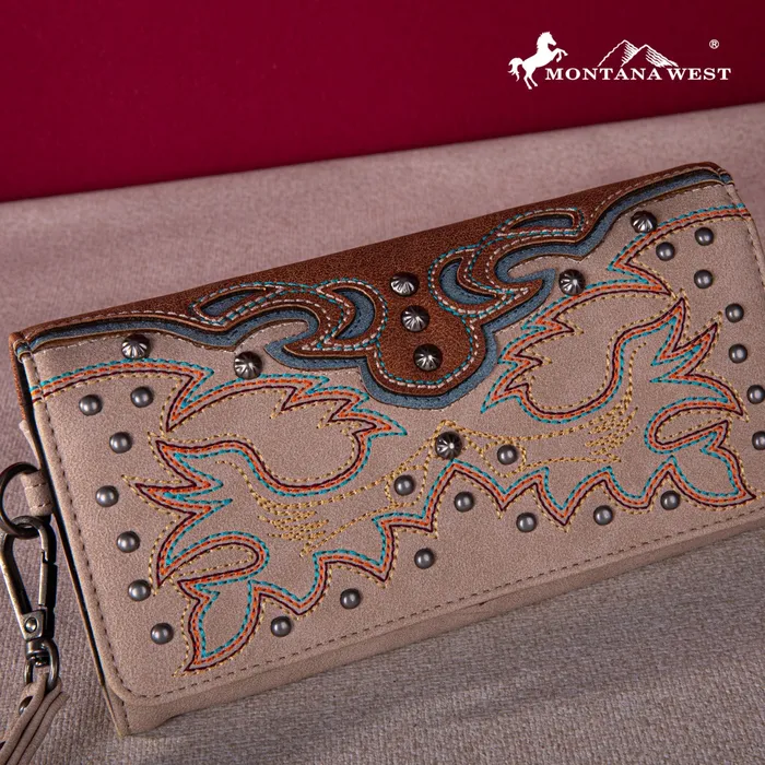 Montana West Embroidered Collection Wallet Tan MONTANA WEST Earrings