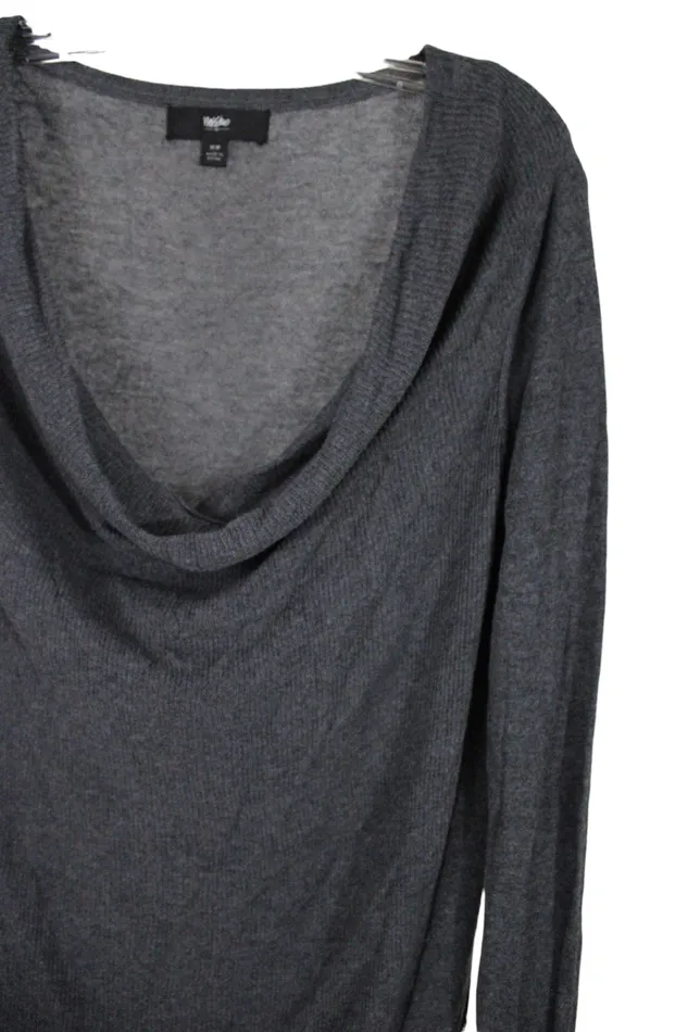 Mossimo Supply Co Mossimo Gray Rib Cowl Neck Sweater M Earrings