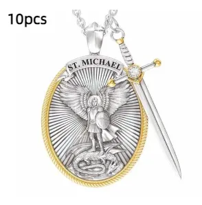 Necklaces Angelic Prayer Store 10pcs StMichael Necklace