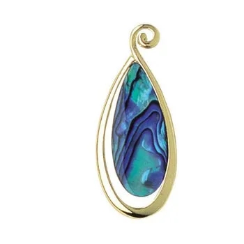 Necklaces Ariki Paua 22K Gold Teardrop Pendant ARIKINEWZEALAND