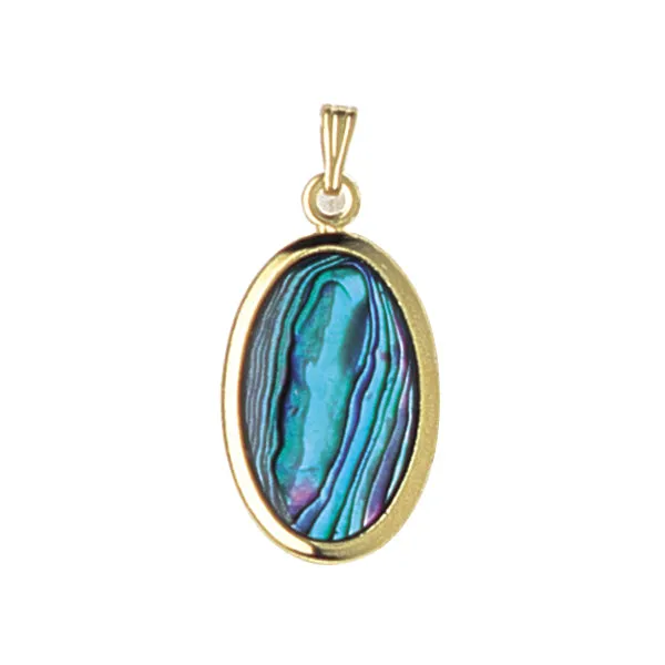 Necklaces ARIKINEWZEALAND Ariki Paua Plain Oval Gold Pendant