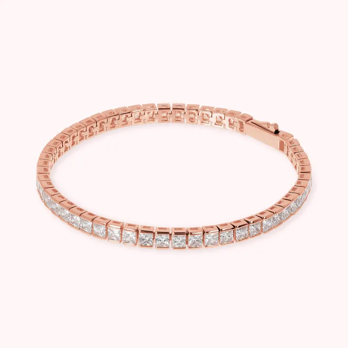 Necklaces Bronzallure Bracciale Tennis con Cubic Zirconia Forma Quadrata