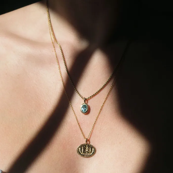 Necklaces COMMON ERA Molten Heirloom Pendant Blue Topaz