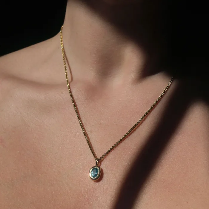 Necklaces COMMON ERA Molten Heirloom Pendant Blue Topaz