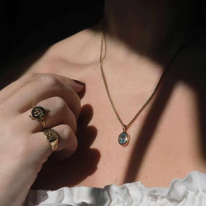 Necklaces COMMON ERA Molten Heirloom Pendant Blue Topaz