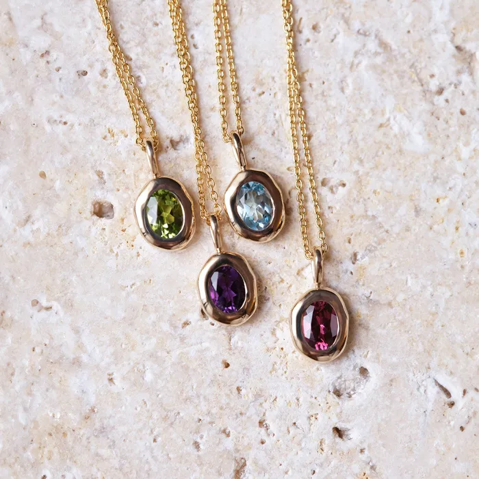 Necklaces COMMON ERA Molten Heirloom Pendant Blue Topaz