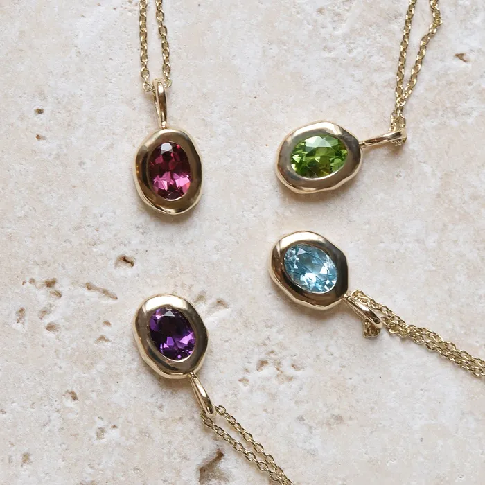 Necklaces COMMON ERA Molten Heirloom Pendant Blue Topaz