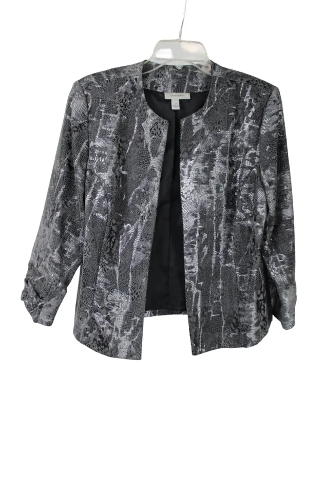 Necklaces Dressbarn Dresbarn Gray Patterned Light Jacket M