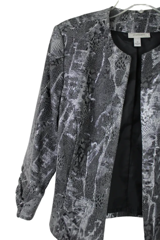 Necklaces Dressbarn Dresbarn Gray Patterned Light Jacket M