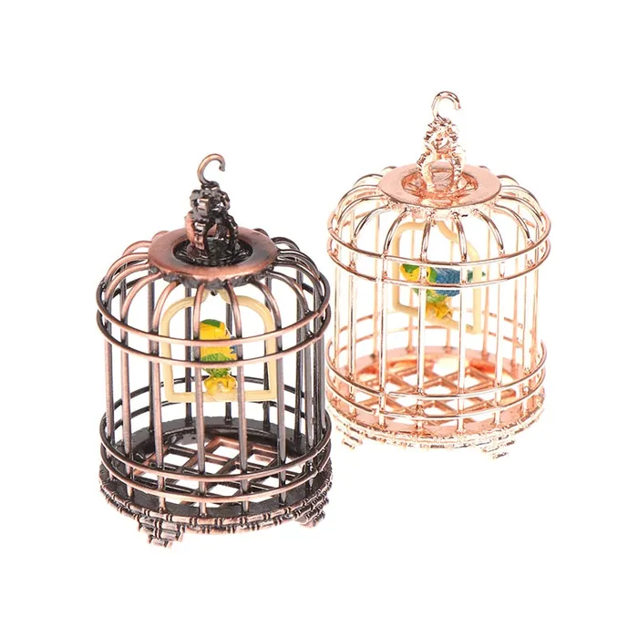 Necklaces DSERS Metal Birdcage with Parakeet Dollhouse Accessory 112 Scale
