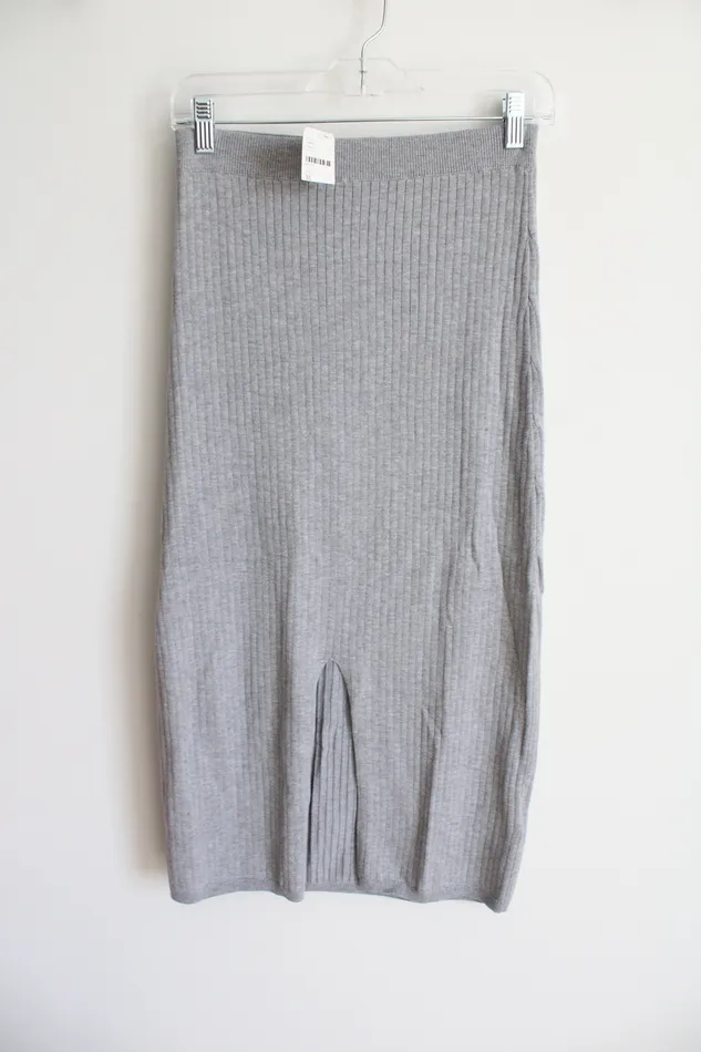 Necklaces Free People NEW Free People Light Gray Ribbed Midi Skirt M
