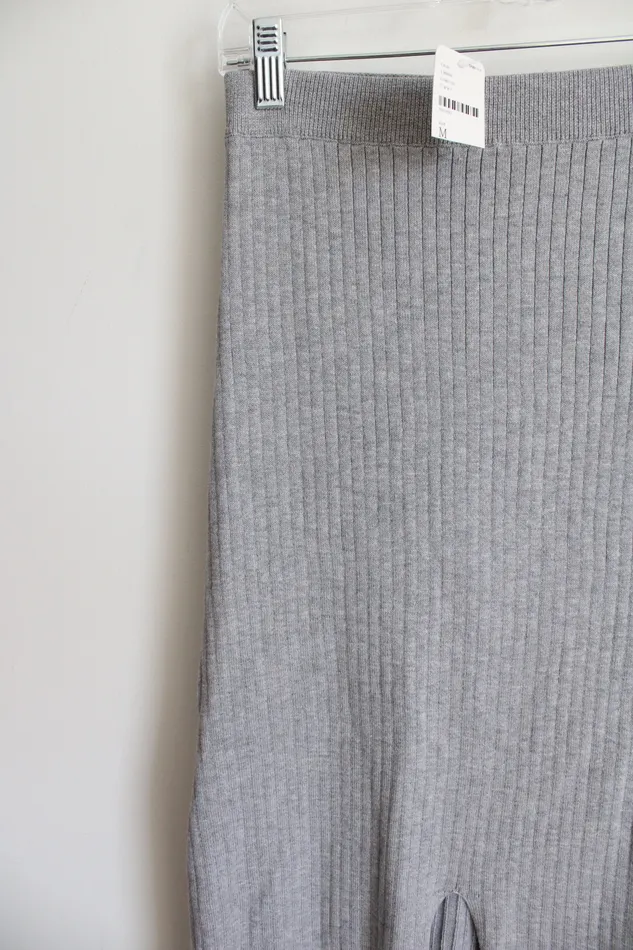 Necklaces Free People NEW Free People Light Gray Ribbed Midi Skirt M