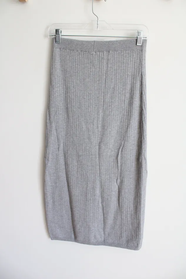 Necklaces Free People NEW Free People Light Gray Ribbed Midi Skirt M