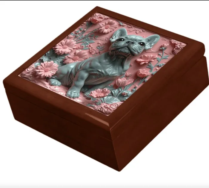 Necklaces Jewelry Box Boxer Puppy Pink and Grey ZAZZLE