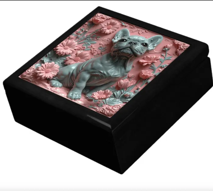 Necklaces Jewelry Box Boxer Puppy Pink and Grey ZAZZLE