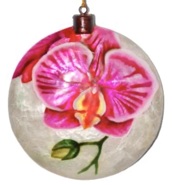Necklaces KUBLACRAFTS Kubla Crafts Pink Orchid Capiz Shell Christmas Ornament Necklaces KUBLACRAFTS Kubla Crafts Pink Orchid Capiz Shell Christmas Ornament
