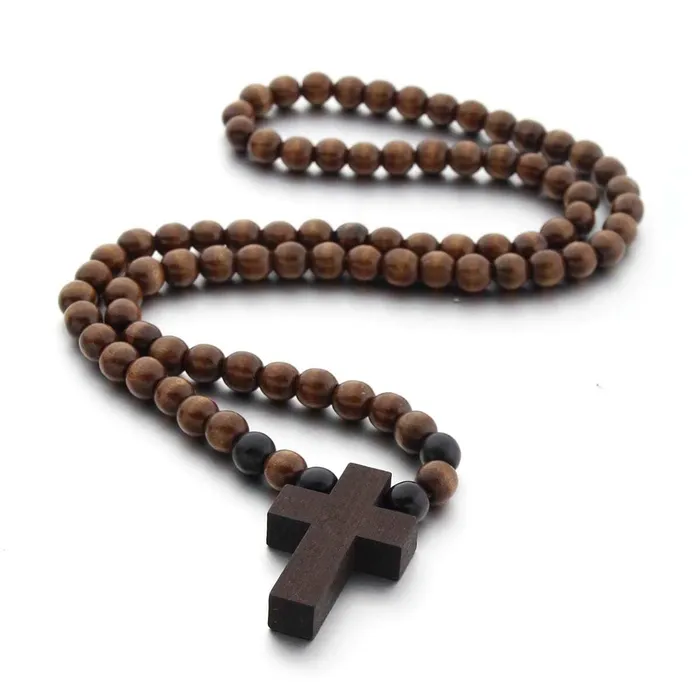 Necklaces Lords Guidance Mens Christian Necklace br Wooden Bead