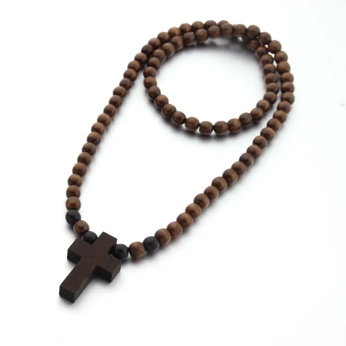 Necklaces Lords Guidance Mens Christian Necklace br Wooden Bead