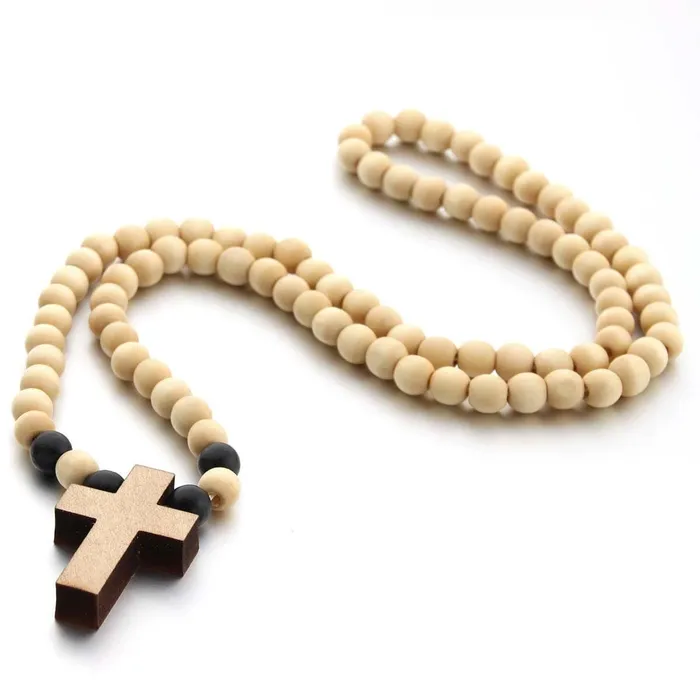 Necklaces Lords Guidance Mens Christian Necklace br Wooden Bead