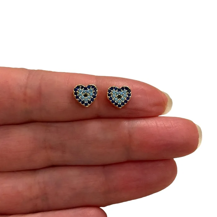Necklaces Peppy Beads 24Kt Gold Plated Blue CZ Micro Pave Evil Eye Heart Charms Gold Evil Eye Spacer Charms 2 pcs in a pack Necklaces Peppy Beads 24Kt Gold Plated Blue CZ Micro Pave Evil Eye Heart Charms Gold Evil Eye Spacer Charms 2 pcs in a pack