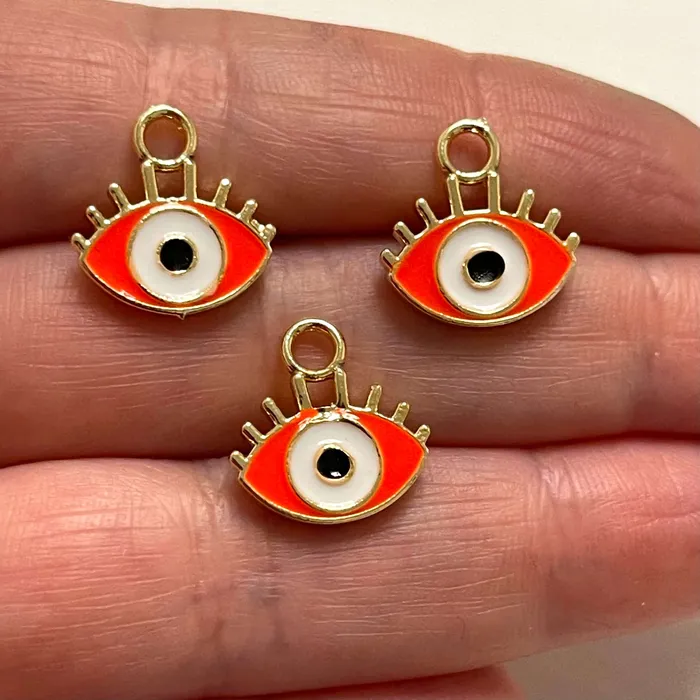 Necklaces Peppy Beads 24Kt Gold Plated Brass Evil Eye Charms Gold Plated Brass Enamelled Evil Eye Charms 3 Pcs in a pack Necklaces Peppy Beads 24Kt Gold Plated Brass Evil Eye Charms Gold Plated Brass Enamelled Evil Eye Charms 3 Pcs in a pack