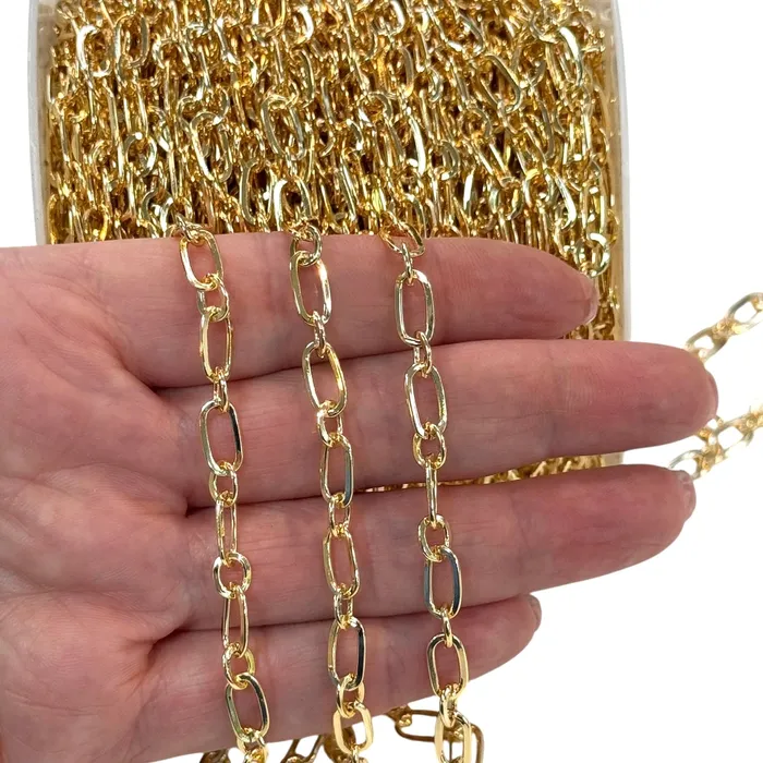 Necklaces Peppy Beads 24Kt Gold Plated Oval GoldPlated Chain 10x5mm Links with 5mm Rings Necklaces Peppy Beads 24Kt Gold Plated Oval GoldPlated Chain 10x5mm Links with 5mm Rings