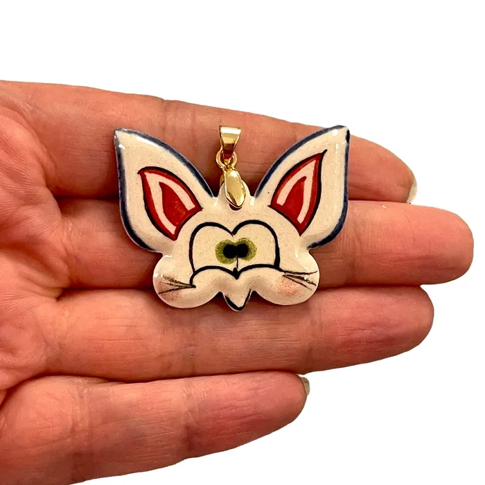 Necklaces Peppy Beads Hand Made Ceramic Rabbit Pendant With 24Kt Gold Plated Bail Necklaces Peppy Beads Hand Made Ceramic Rabbit Pendant With 24Kt Gold Plated Bail