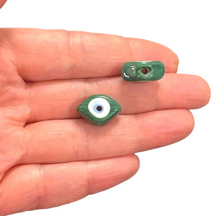 Necklaces Peppy Beads Hand Made Murano Glass Green Evil Eye Charm