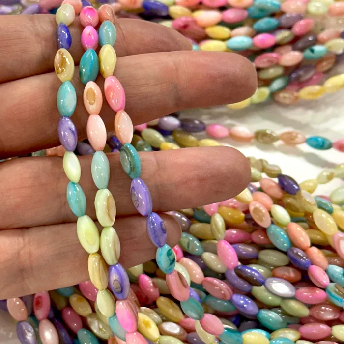 Necklaces Peppy Beads Mother Of Pearl Rice Beads Pastel Colored Rice 43 Beads Strand Necklaces Peppy Beads Mother Of Pearl Rice Beads Pastel Colored Rice 43 Beads Strand