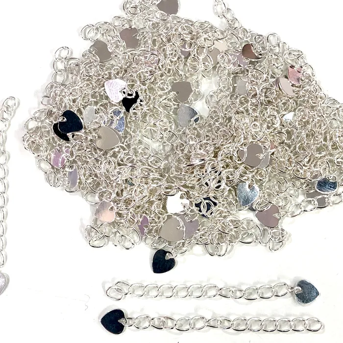 Necklaces Peppy Beads Silver Plated 2 Inch Chain Extender With Heart Charm