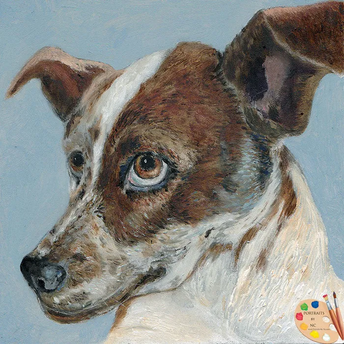 Necklaces Portraits by NC Oil Painting of a Herding Dog The Rascal 