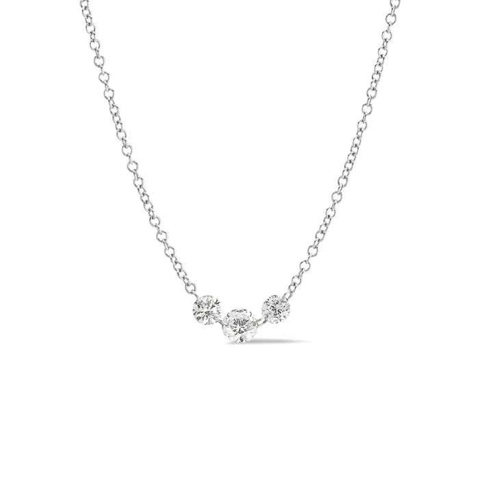 Necklaces RACHEL LYNN CHICAGO 14 Karat White Gold Aspen Air Three Diamond Necklace Necklaces RACHEL LYNN CHICAGO 14 Karat White Gold Aspen Air Three Diamond Necklace