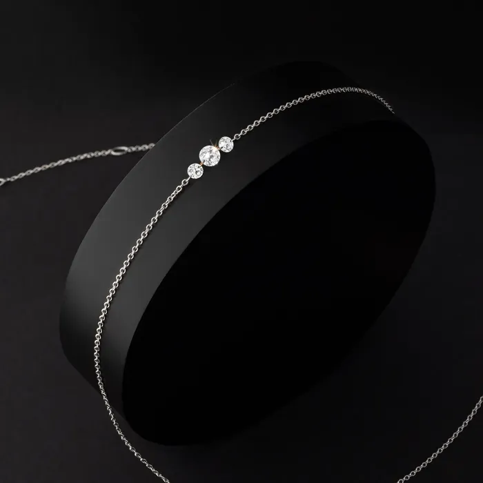 Necklaces RACHEL LYNN CHICAGO 14 Karat White Gold Aspen Air Three Diamond Necklace