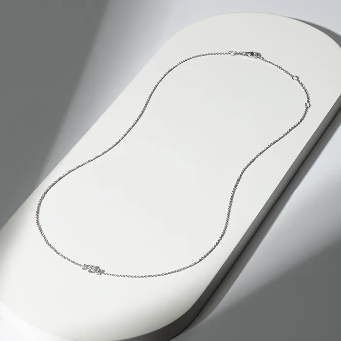 Necklaces RACHEL LYNN CHICAGO 14 Karat White Gold Aspen Air Three Diamond Necklace