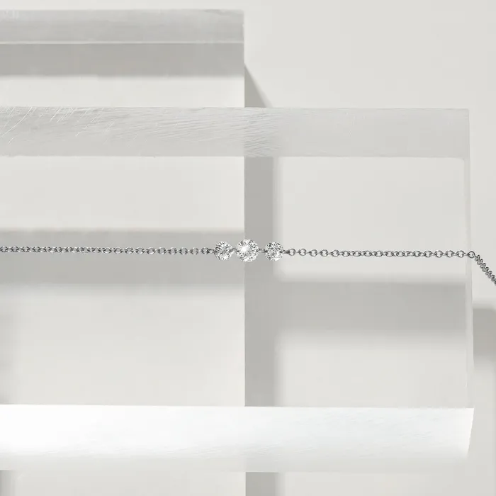 Necklaces RACHEL LYNN CHICAGO 14 Karat White Gold Aspen Air Three Diamond Necklace