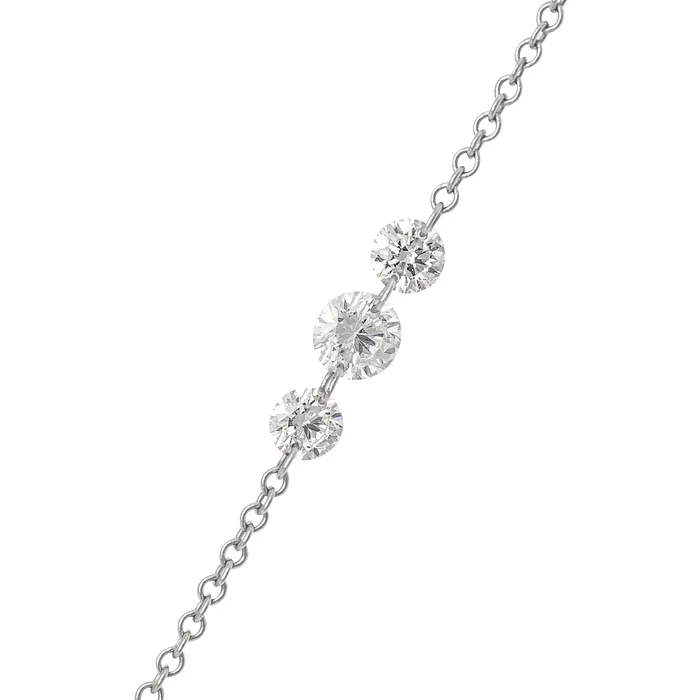 Necklaces RACHEL LYNN CHICAGO 14 Karat White Gold Aspen Air Three Diamond Necklace