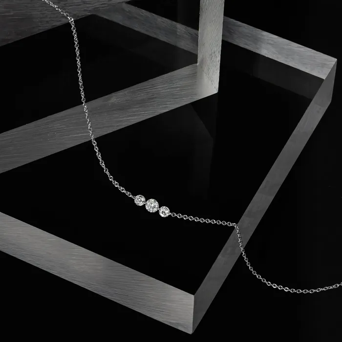 Necklaces RACHEL LYNN CHICAGO 14 Karat White Gold Aspen Air Three Diamond Necklace