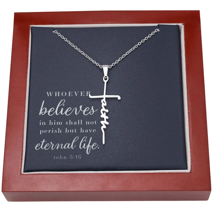 Necklaces ShineOn Fulfillment Faith Cross Necklace John 316