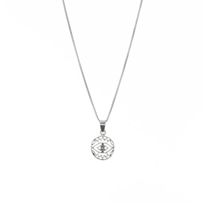 Necklaces Tiger Mountain Evil Eye Cutout Pendant Necklace in Silver