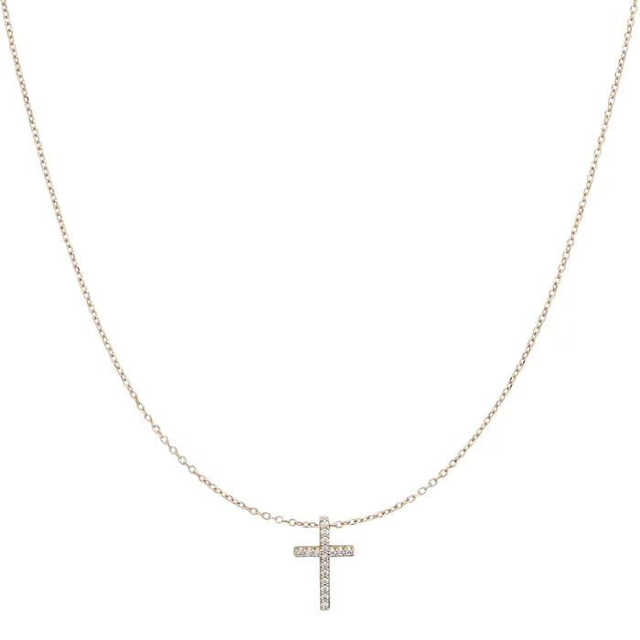 Necklaces Yellow Gold Diamond Cross Pendant RACHEL LYNN CHICAGO