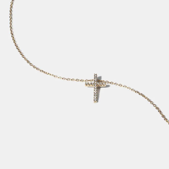 Necklaces Yellow Gold Diamond Cross Pendant RACHEL LYNN CHICAGO