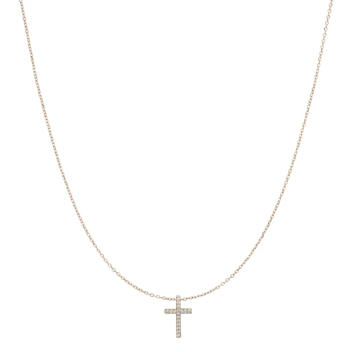 Necklaces Yellow Gold Diamond Cross Pendant RACHEL LYNN CHICAGO